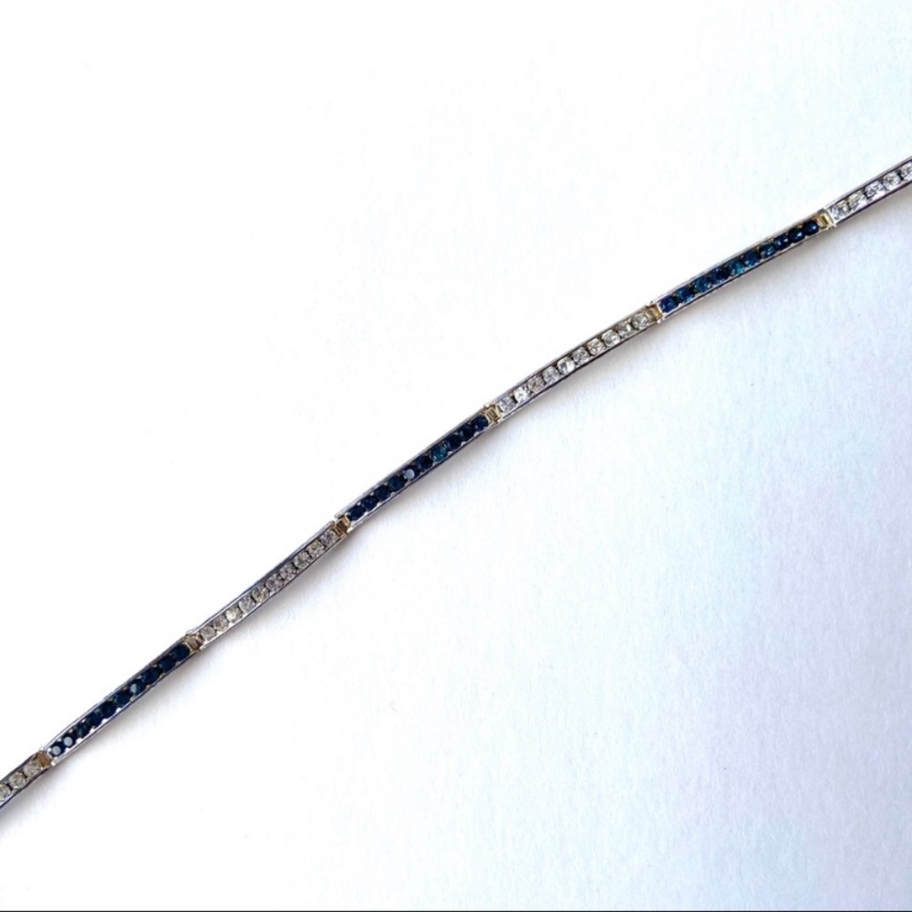 925 Sapphire & Cubic Zirconia Scalloped Bracelet - Picture 2 of 10